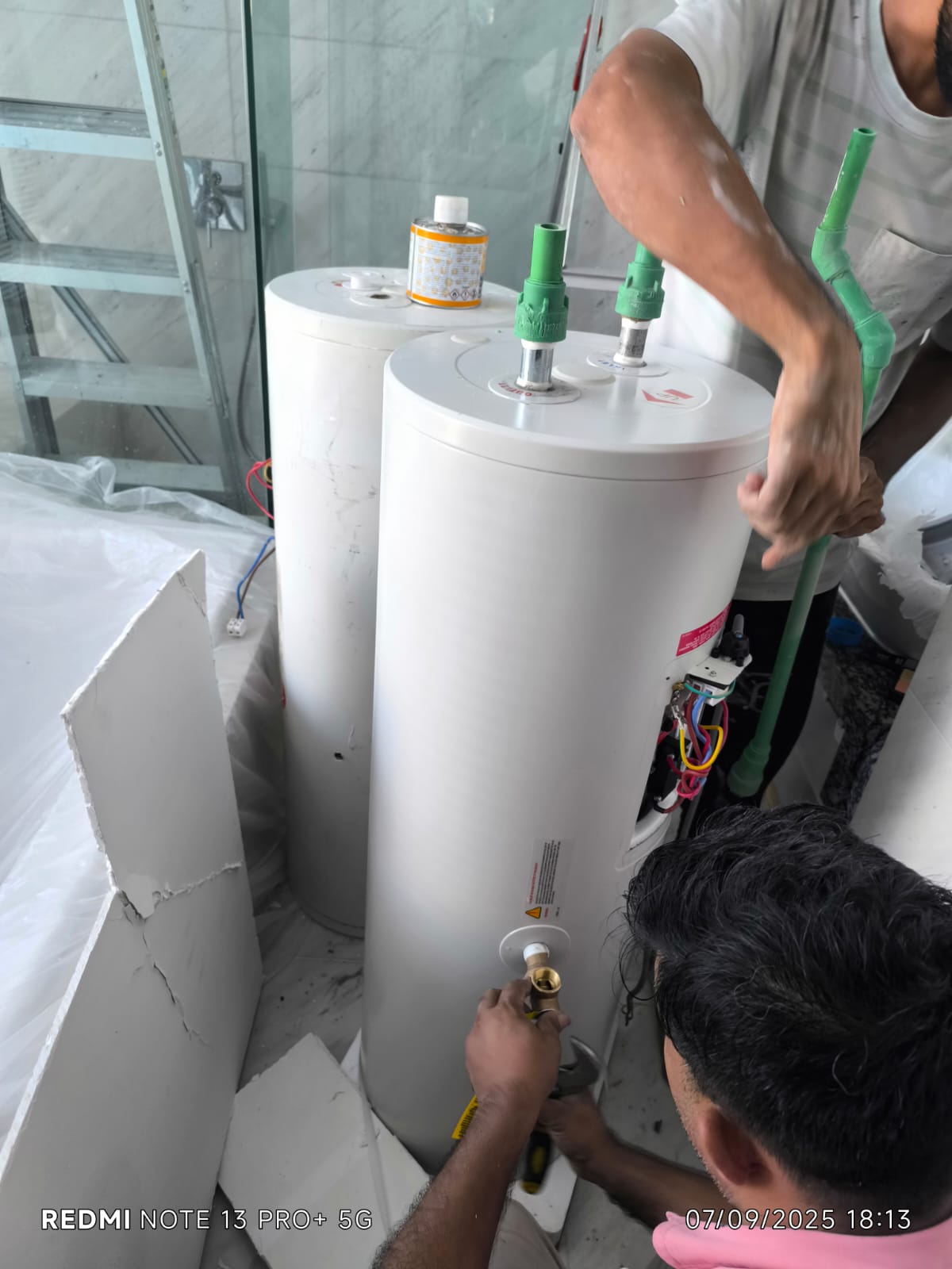 Rain shower installation in condo